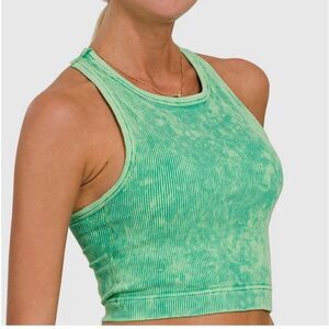 Zenana Outfitters Green Tie-Dye Tank Top